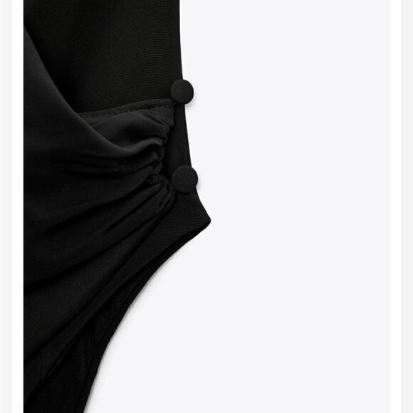 ZARA | Black | DRAPED BODYSUIT WITH STRAPS - Picture 4 of 12